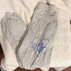 Boys Lie Light Gray Track Joggers with Blue Graphic